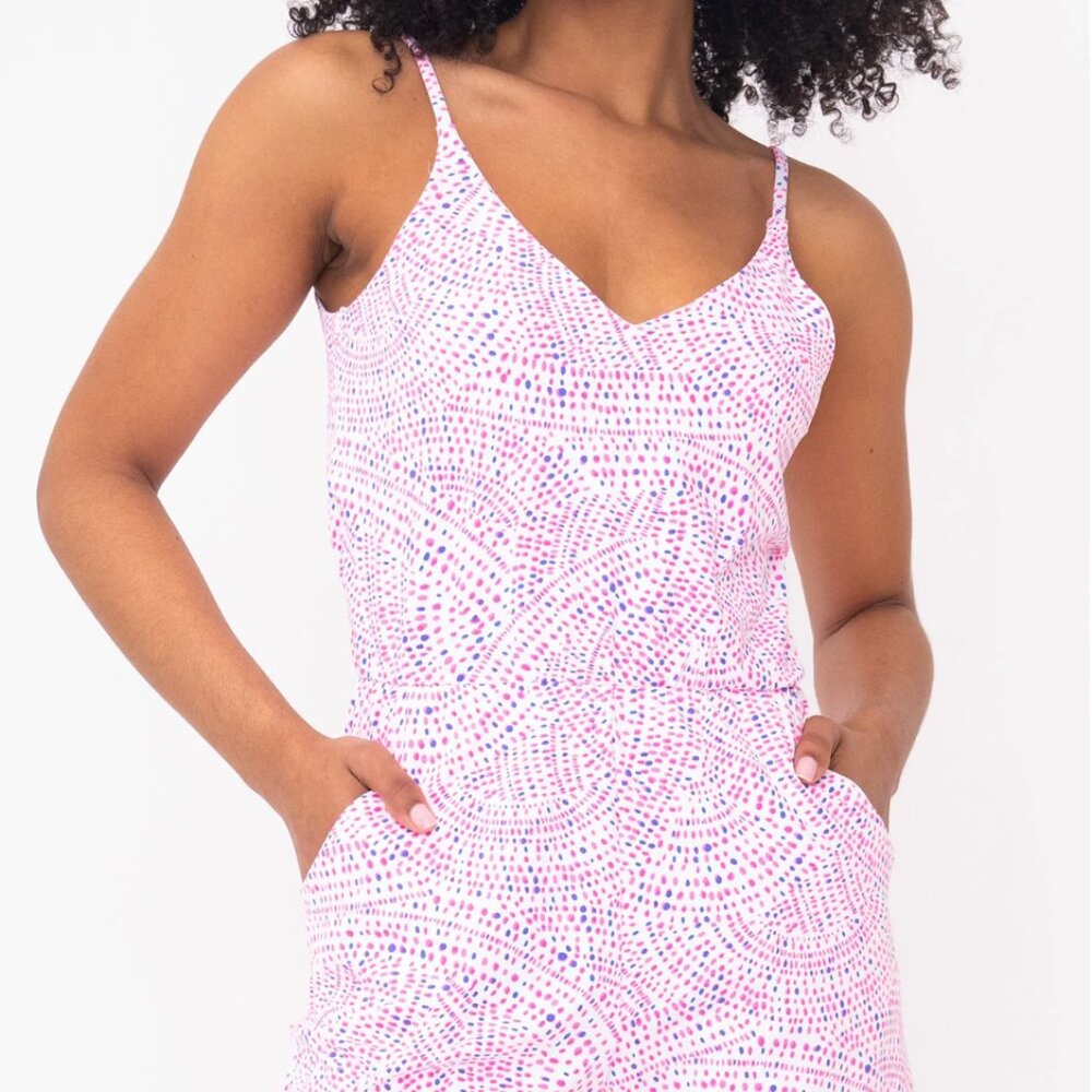 Chic Pink and White Sleeveless Jumpsuit